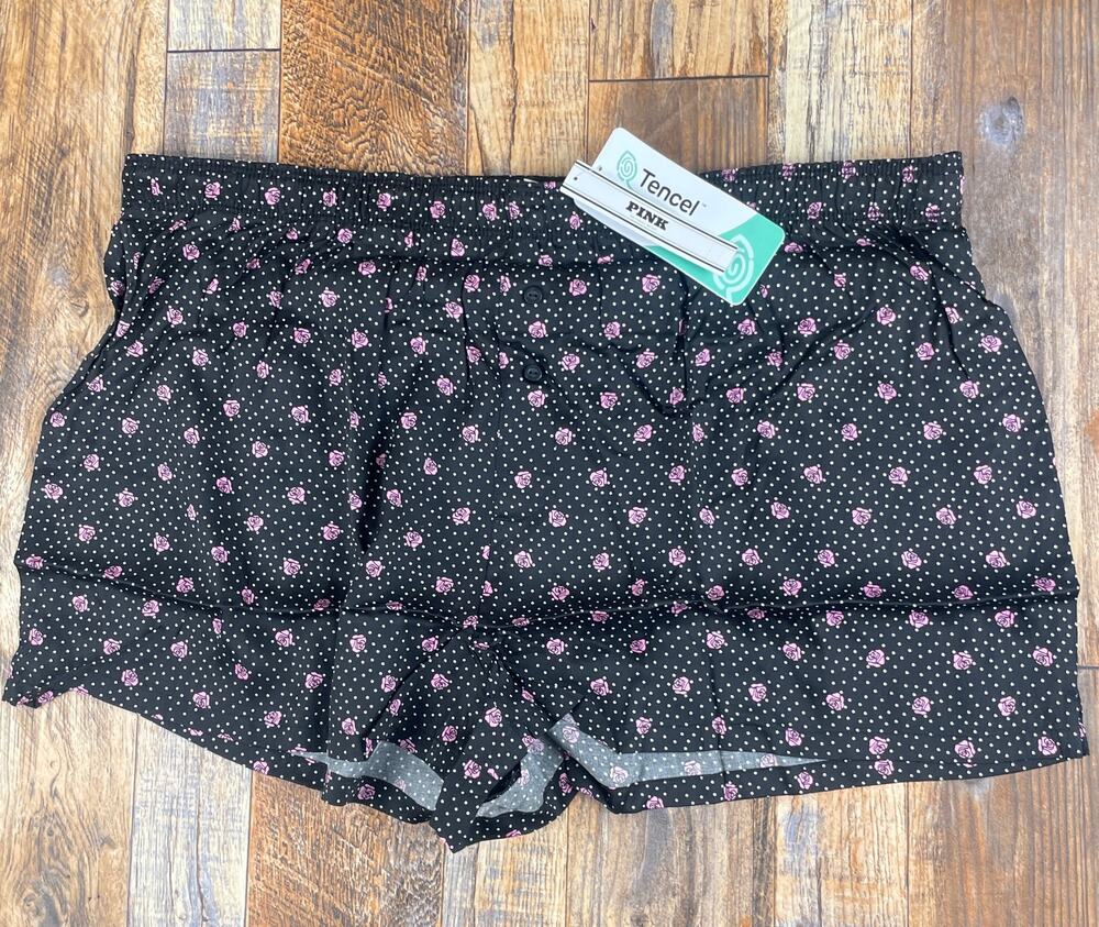VS Pink Women's XL Black Pink Lyocell Polyester Silky Sleep Box Pajama Shorts